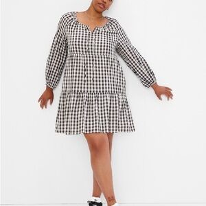 GAP Black and White Gingham Peasant Dress